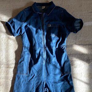 Ragan Jumpsuit: DENIM - Mid Wash Blue - UK 20 / 16 US